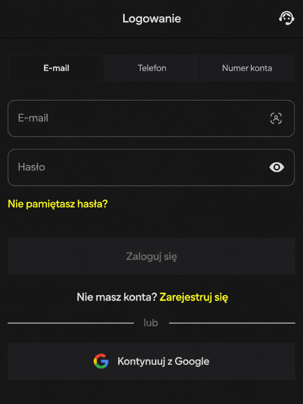 Logowanie do konta po rejestracji ze wszystkimi dostępnymi funkcjami